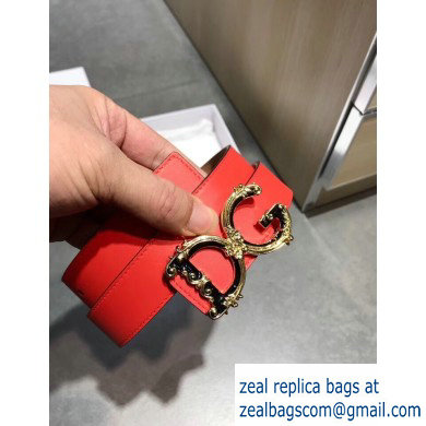 Dolce  &  Gabbana Width 3cm Belt Red with Baroque DG Logo